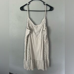 White Striped Spaghetti-Strap Mini Dress